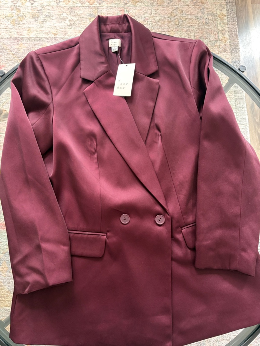 A New Day Women's Double-Breasted Satin Blazer Size S